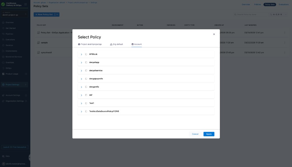 Select a policy for the policy set